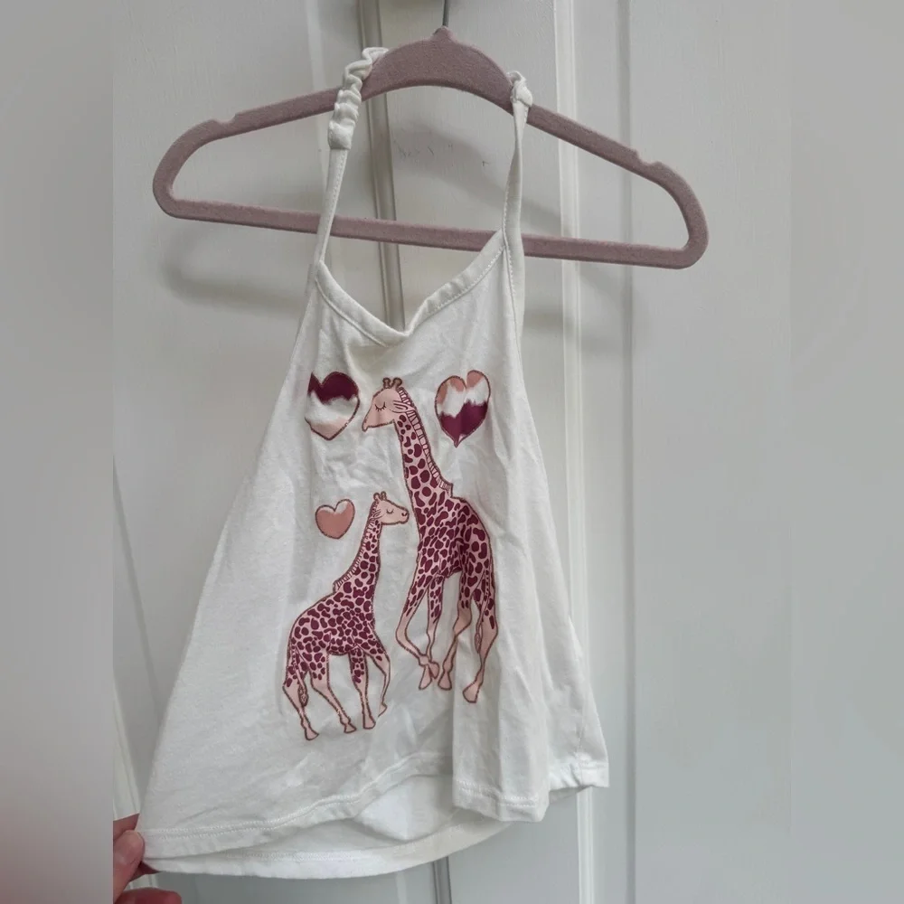 NWOT The Children’s Place 2T Girls White Giraffe Camisole Halter Top Blouse